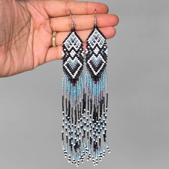 Boheme | Jewelry | Long Xl Frosty Southwestern Boho Beaded Fringe ...